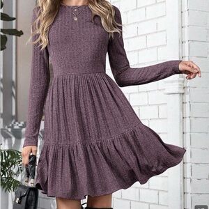 Elegant Purple Knit Dress